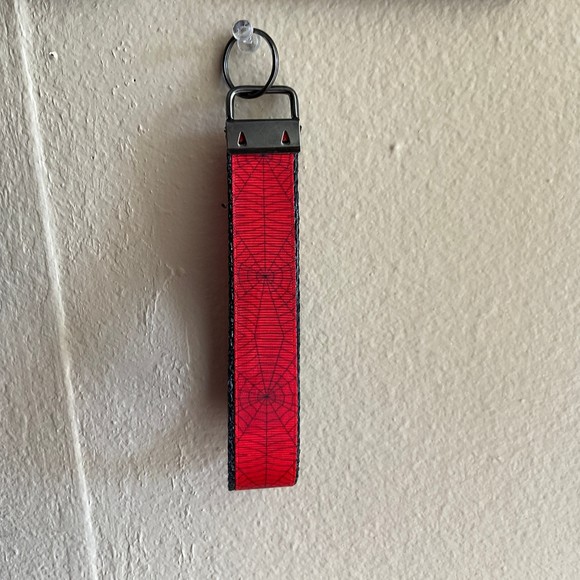 Halloween Spider Web Key Fob Wristlet Keychain Cane strap handmade - Picture 3 of 4